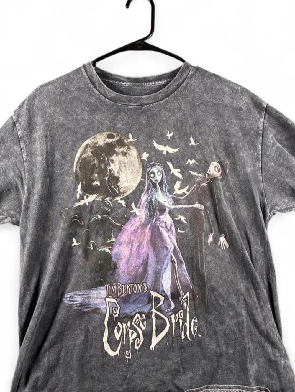 Burton Tim Burton Corpse Bride Graphic Cotton T-Shirt, Size Large, Gray/Black